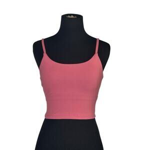 Blush pink fitted built in bra crop tank top cami size small